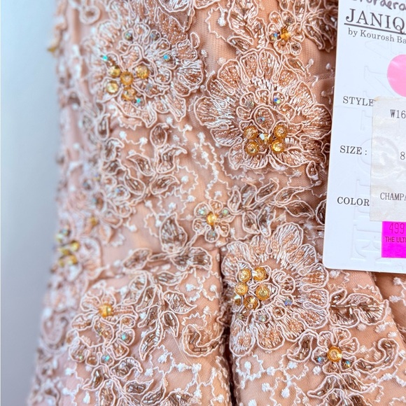 Elegant One Shoulder Lace Dress in Peach - Picture 3 of 13